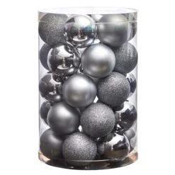 30ct. 2.5" Silver Shatterproof Christmas Ornaments -Holiday Glow D479041S 3