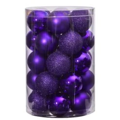 30ct. 2.5" Purple Shatterproof Christmas Ornaments -Holiday Glow D479042S 3