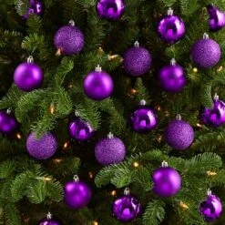30ct. 2.5" Purple Shatterproof Christmas Ornaments -Holiday Glow D479042S 4