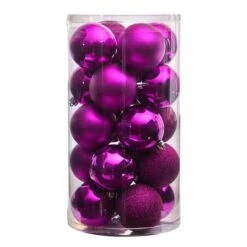 20ct. 3" Pink Shatterproof Christmas Ornaments 10 20ct. 3" Pink Shatterproof Christmas Ornaments -Holiday Glow D479045S 3