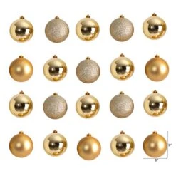 20ct. 3" Gold Shatterproof Christmas Ornaments 9 20ct. 3" Gold Shatterproof Christmas Ornaments -Holiday Glow D479046S 2