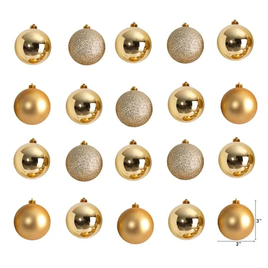 20ct. 3" Gold Shatterproof Christmas Ornaments 5 20ct. 3" Gold Shatterproof Christmas Ornaments - Image 3