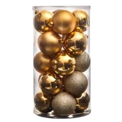 20ct. 3" Gold Shatterproof Christmas Ornaments 10 20ct. 3" Gold Shatterproof Christmas Ornaments -Holiday Glow D479046S 3