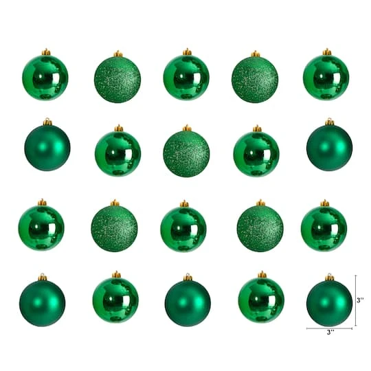 20ct. 3" Green Shatterproof Christmas Ornaments 5 20ct. 3" Green Shatterproof Christmas Ornaments - Image 3