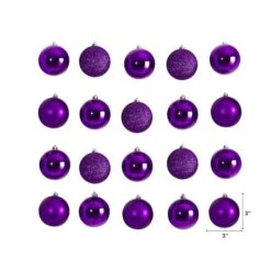 20ct. 3" Purple Shatterproof Christmas Ornaments 9 20ct. 3" Purple Shatterproof Christmas Ornaments -Holiday Glow D479048S 2