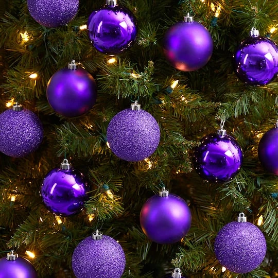 20ct. 3" Purple Shatterproof Christmas Ornaments 7 20ct. 3" Purple Shatterproof Christmas Ornaments - Image 5