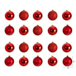 20ct. 3" Red Shatterproof Christmas Ornaments 9 20ct. 3" Red Shatterproof Christmas Ornaments -Holiday Glow D479049S 2
