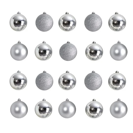 20ct. 3" Silver Shatterproof Christmas Ornaments 4 20ct. 3" Silver Shatterproof Christmas Ornaments - Image 2