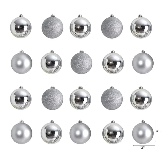 20ct. 3" Silver Shatterproof Christmas Ornaments 5 20ct. 3" Silver Shatterproof Christmas Ornaments - Image 3