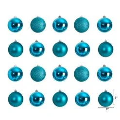 20ct. 3" Teal Shatterproof Christmas Ornaments -Holiday Glow D479051S 2