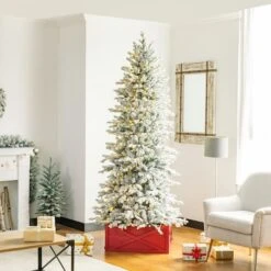 Glitzhome® 22" Wooden Tree Collar Red -Holiday Glow D479545S 6