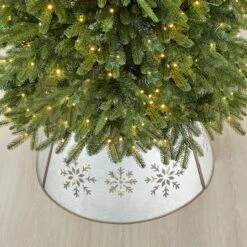 Glitzhome® Silver 26" LED Snowflake Cutout Metal Tree Collar 15 Glitzhome® Silver 26" LED Snowflake Cutout Metal Tree Collar -Holiday Glow D479547S 4