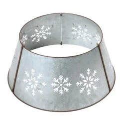 Glitzhome® Silver 26" LED Snowflake Cutout Metal Tree Collar 17 Glitzhome® Silver 26" LED Snowflake Cutout Metal Tree Collar -Holiday Glow D479547S 6