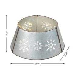 Glitzhome® Silver 26" LED Snowflake Cutout Metal Tree Collar 19 Glitzhome® Silver 26" LED Snowflake Cutout Metal Tree Collar -Holiday Glow D479547S 8
