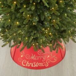 Glitzhome® Red 26" LED Merry Christmas Cutout Metal Tree Collar 16 Glitzhome® Red 26" LED Merry Christmas Cutout Metal Tree Collar -Holiday Glow D479548S 5