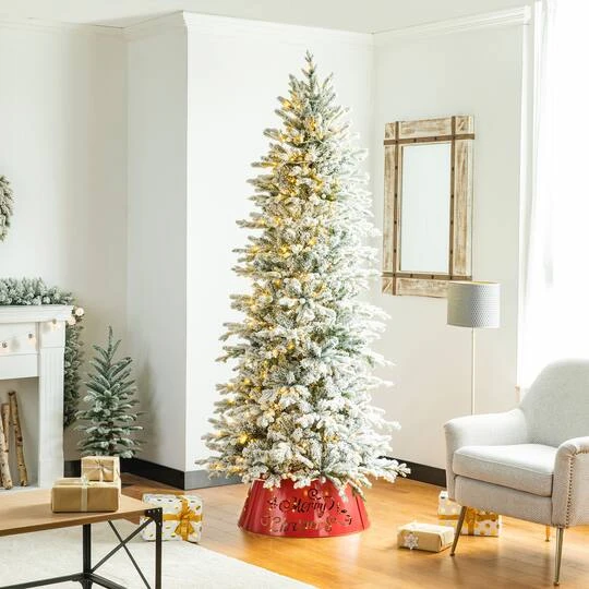 Glitzhome® Red 26" LED Merry Christmas Cutout Metal Tree Collar 9 Glitzhome® Red 26" LED Merry Christmas Cutout Metal Tree Collar - Image 7