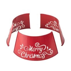 Glitzhome® Red 26" LED Merry Christmas Cutout Metal Tree Collar 18 Glitzhome® Red 26" LED Merry Christmas Cutout Metal Tree Collar -Holiday Glow D479548S 7