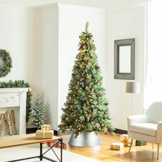 Glitzhome® 26" Hammered Metal Tree Collar Silver 9 Glitzhome® 26" Hammered Metal Tree Collar Silver - Image 7