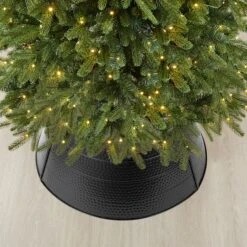 Glitzhome® 26" Hammered Metal Tree Collar Black -Holiday Glow D479550S 5