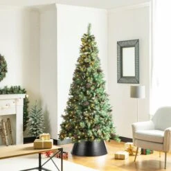 Glitzhome® 26" Hammered Metal Tree Collar Black -Holiday Glow D479550S 6