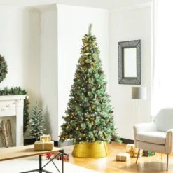 Glitzhome® 26" Hammered Metal Tree Collar Gold -Holiday Glow D479551S 6