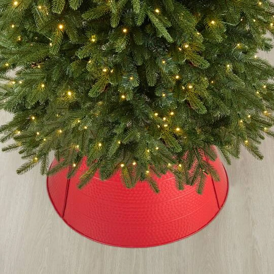 Glitzhome® 22" Hammered Metal Tree Collar Red 8 Glitzhome® 22" Hammered Metal Tree Collar Red - Image 6