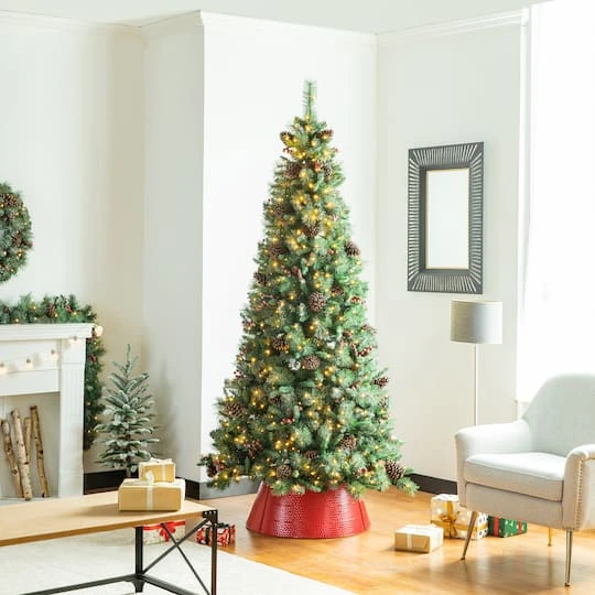 Glitzhome® 22" Hammered Metal Tree Collar Red 9 Glitzhome® 22" Hammered Metal Tree Collar Red - Image 7