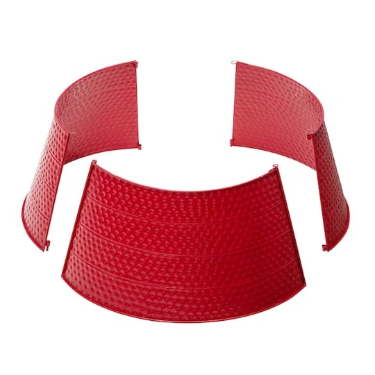 Glitzhome® 22" Hammered Metal Tree Collar Red 10 Glitzhome® 22" Hammered Metal Tree Collar Red - Image 8