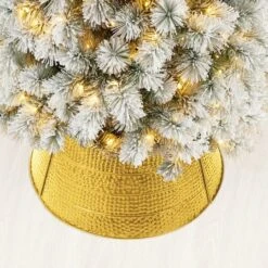 Glitzhome® 22" Hammered Metal Tree Collar Gold -Holiday Glow D479553S 5