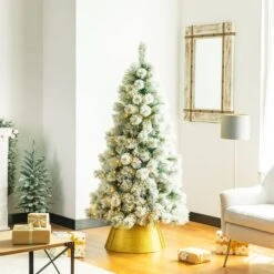 Glitzhome® 22" Hammered Metal Tree Collar Gold -Holiday Glow D479553S 6