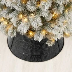 Glitzhome® 22" Hammered Metal Tree Collar Black 15 Glitzhome® 22" Hammered Metal Tree Collar Black -Holiday Glow D479554S 4