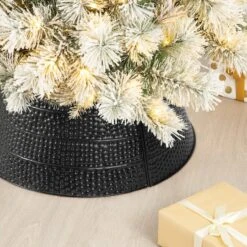 Glitzhome® 22" Hammered Metal Tree Collar Black 16 Glitzhome® 22" Hammered Metal Tree Collar Black -Holiday Glow D479554S 5