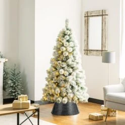 Glitzhome® 22" Hammered Metal Tree Collar Black 17 Glitzhome® 22" Hammered Metal Tree Collar Black -Holiday Glow D479554S 6