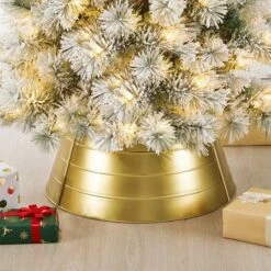 Glitzhome® 26" Metal Tree Collar Gold 13 Glitzhome® 26" Metal Tree Collar Gold -Holiday Glow D479558S 2