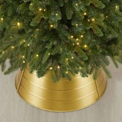 Glitzhome® 26" Metal Tree Collar Gold 16 Glitzhome® 26" Metal Tree Collar Gold -Holiday Glow D479558S 5