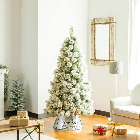 Glitzhome® Silver 22" LED Merry Christmas Cutout Metal Tree Collar 8 Glitzhome® Silver 22" LED Merry Christmas Cutout Metal Tree Collar - Image 6