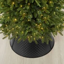 Glitzhome® Black 26" Woven Metal Tree Collar -Holiday Glow D479564S 5