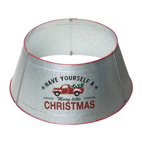 Glitzhome® Silver 26" Truck Metal Tree Collar 4 Glitzhome® Silver 26" Truck Metal Tree Collar - Image 2