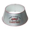Glitzhome® Silver 26" Truck Metal Tree Collar -Holiday Glow D479568S 1