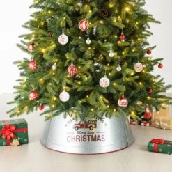 Glitzhome® Silver 26" Truck Metal Tree Collar 13 Glitzhome® Silver 26" Truck Metal Tree Collar -Holiday Glow D479568S 2