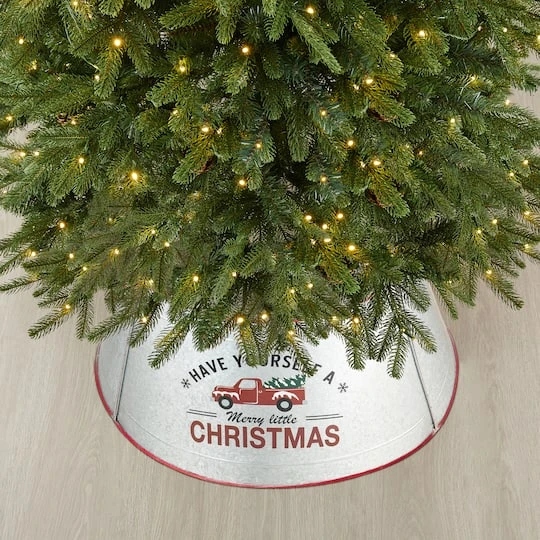 Glitzhome® Silver 26" Truck Metal Tree Collar 7 Glitzhome® Silver 26" Truck Metal Tree Collar - Image 5