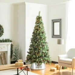 Glitzhome® Silver 26" Truck Metal Tree Collar 16 Glitzhome® Silver 26" Truck Metal Tree Collar -Holiday Glow D479568S 5