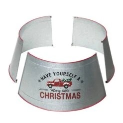 Glitzhome® Silver 26" Truck Metal Tree Collar 17 Glitzhome® Silver 26" Truck Metal Tree Collar -Holiday Glow D479568S 6