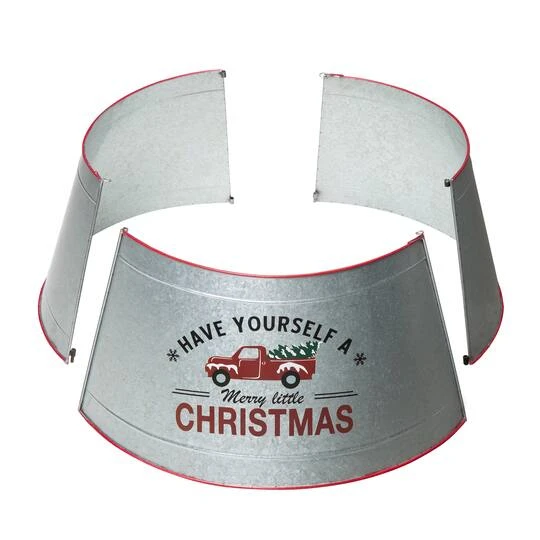 Glitzhome® Silver 26" Truck Metal Tree Collar 9 Glitzhome® Silver 26" Truck Metal Tree Collar - Image 7
