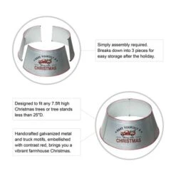 Glitzhome® Silver 26" Truck Metal Tree Collar 19 Glitzhome® Silver 26" Truck Metal Tree Collar -Holiday Glow D479568S 8