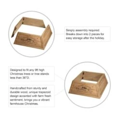 Glitzhome® Natural 26" Farm Fresh Christmas Trees Wooden Trapezoid Tree Collar 18 Glitzhome® Natural 26" Farm Fresh Christmas Trees Wooden Trapezoid Tree Collar -Holiday Glow D479570S 7