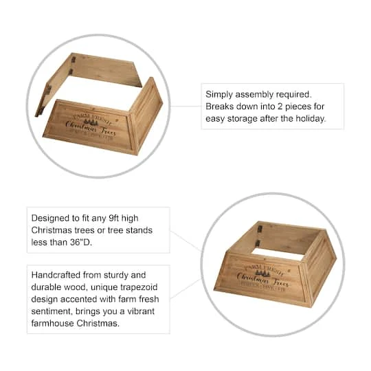 Glitzhome® Natural 26" Farm Fresh Christmas Trees Wooden Trapezoid Tree Collar 10 Glitzhome® Natural 26" Farm Fresh Christmas Trees Wooden Trapezoid Tree Collar - Image 8