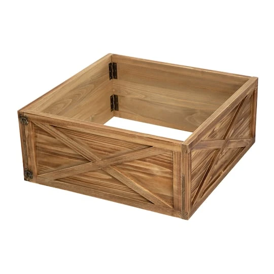 Glitzhome® 26" Natural Wooden Tree Collar 4 Glitzhome® 26" Natural Wooden Tree Collar - Image 2