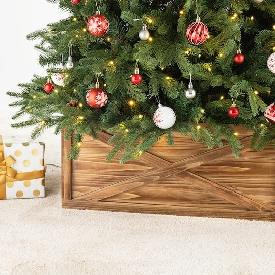 Glitzhome® 26" Natural Wooden Tree Collar 6 Glitzhome® 26" Natural Wooden Tree Collar - Image 4