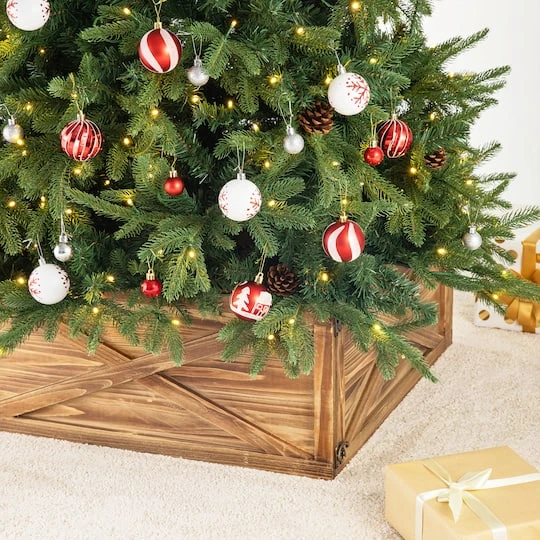 Glitzhome® 26" Natural Wooden Tree Collar 7 Glitzhome® 26" Natural Wooden Tree Collar - Image 5